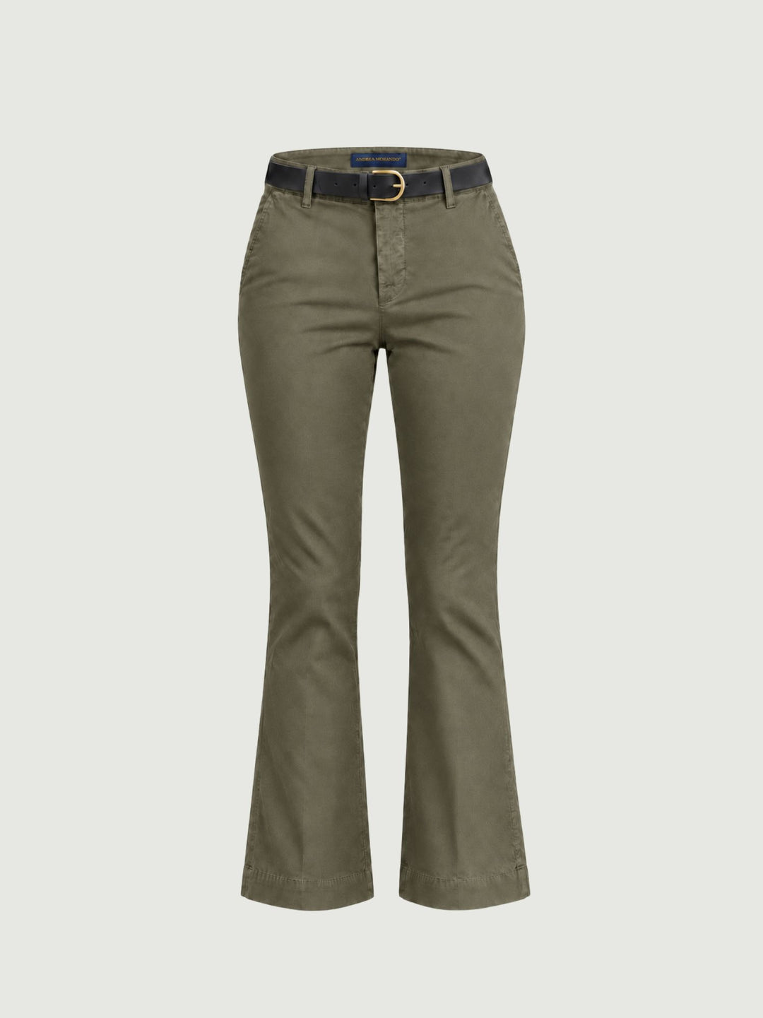 Pantalone a trombetta in cotone verde militare 824JA A403 ANDREA MORANDO 