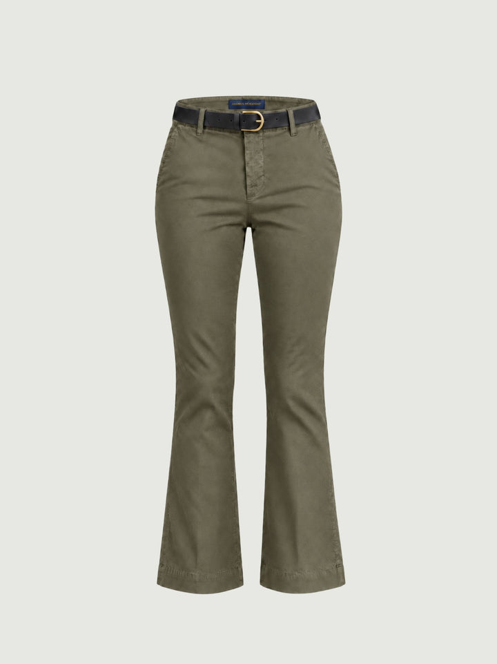 Pantalone a trombetta in cotone verde militare 824JA A403 ANDREA MORANDO 