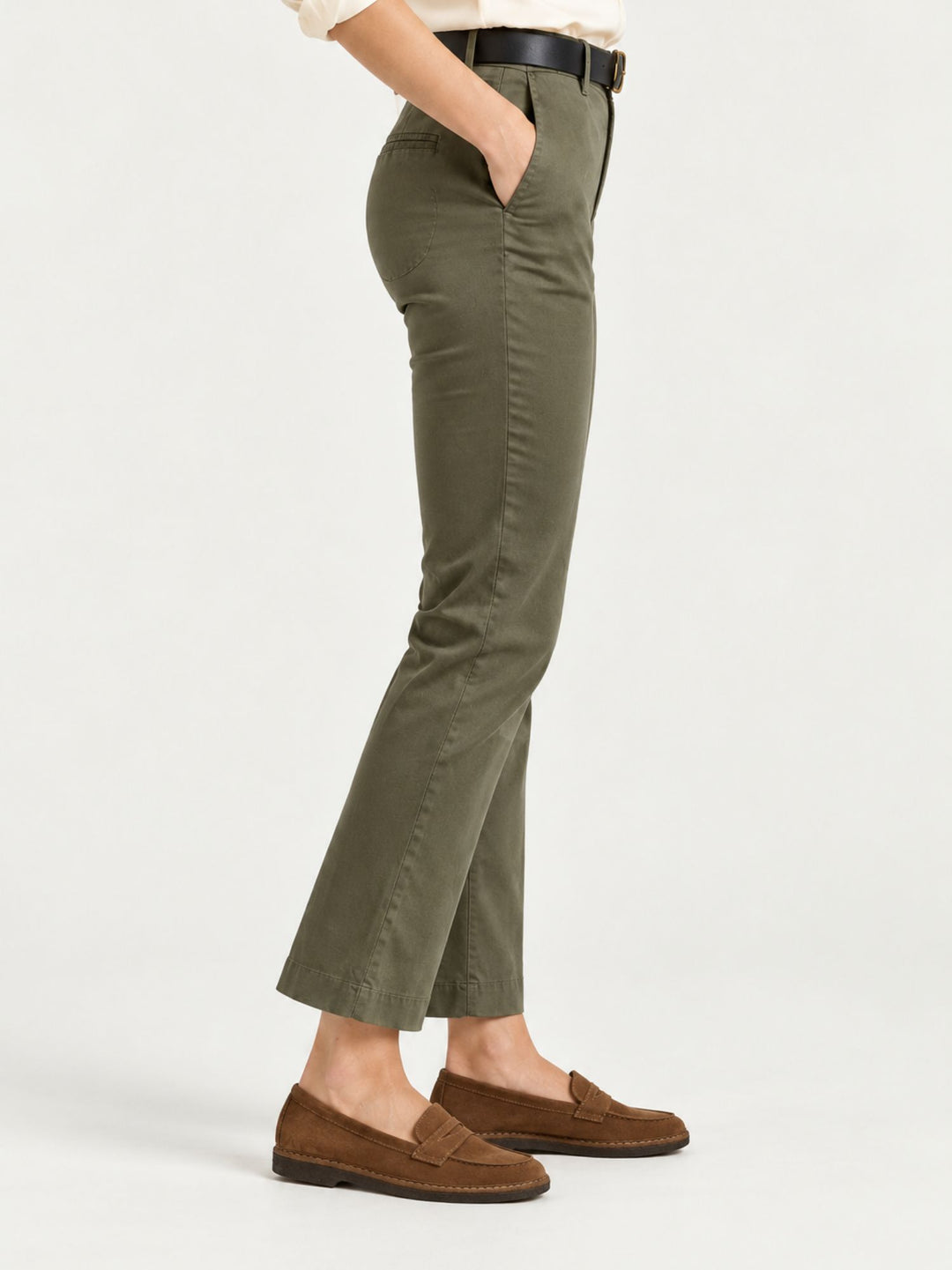 Pantalone a trombetta in cotone verde militare 824JA A403 ANDREA MORANDO 