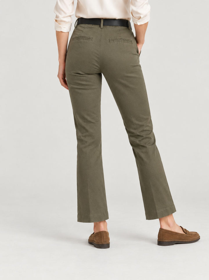 Pantalone a trombetta in cotone verde militare 824JA A403 ANDREA MORANDO 