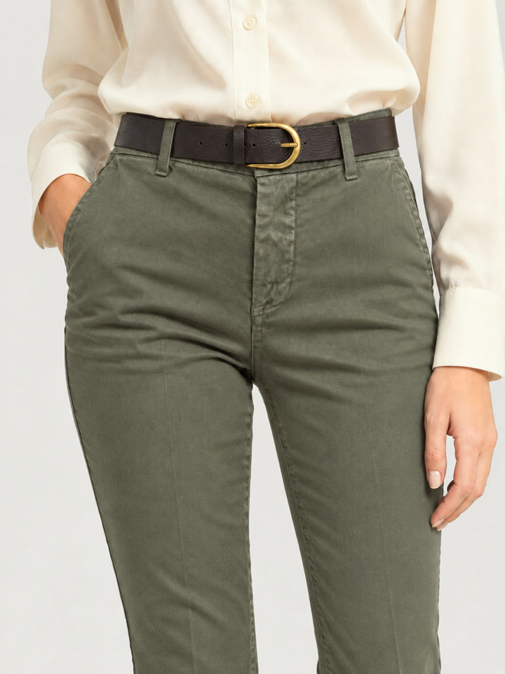 Pantalone a trombetta in cotone verde militare 824JA A403 ANDREA MORANDO 