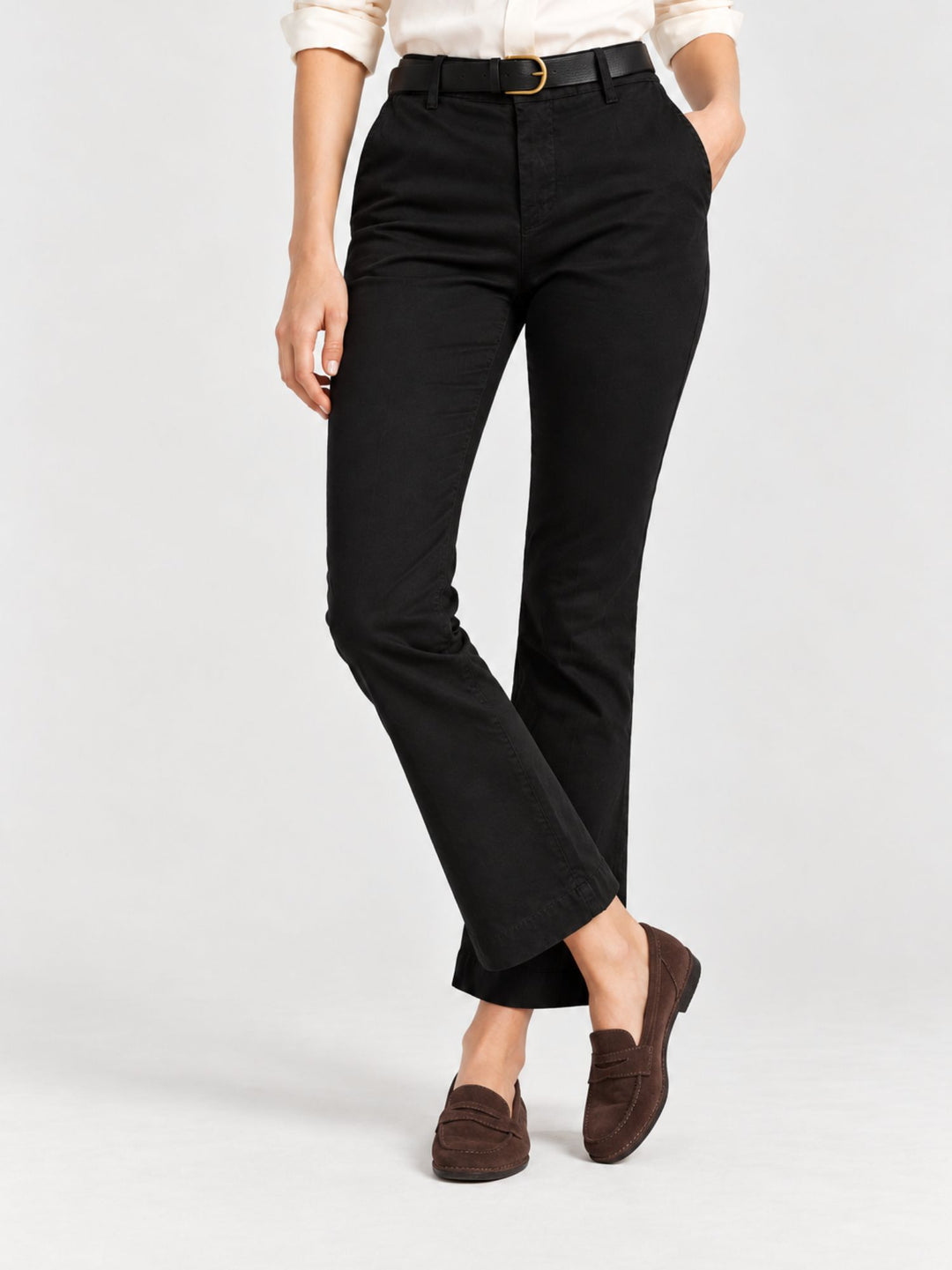 Pantalone a trombetta in cotone nero 824JA NERO ANDREA MORANDO 