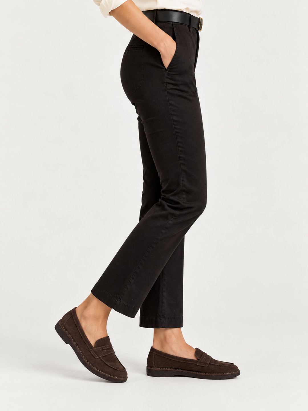 Pantalone a trombetta in cotone nero 824JA NERO ANDREA MORANDO 