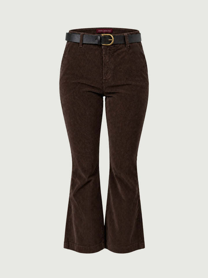 Pantalone a trombetta a coste di velluto caffè 824W21 7214 ANDREA MORANDO 