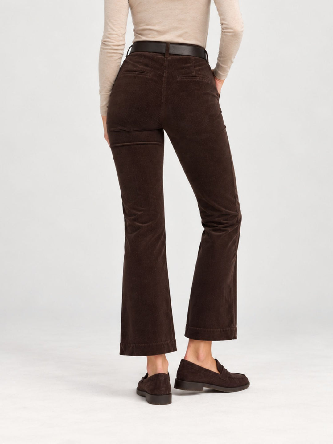 Pantalone a trombetta a coste di velluto caffè 824W21 7214 ANDREA MORANDO 