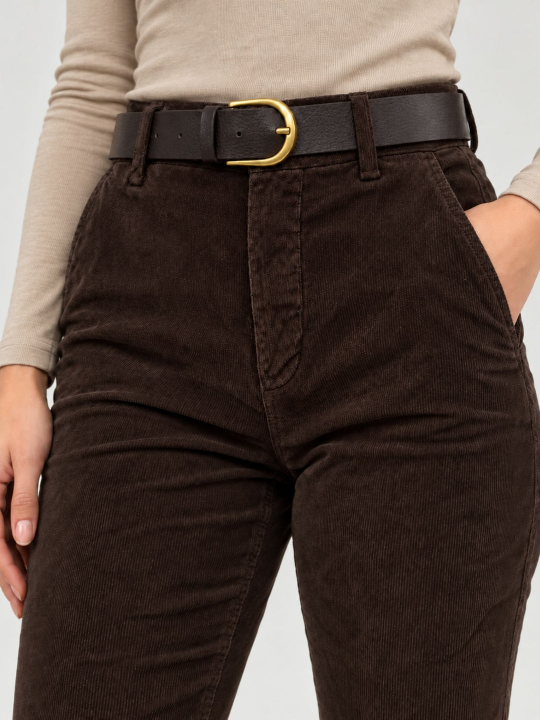 Pantalone a trombetta a coste di velluto caffè 824W21 7214 ANDREA MORANDO 