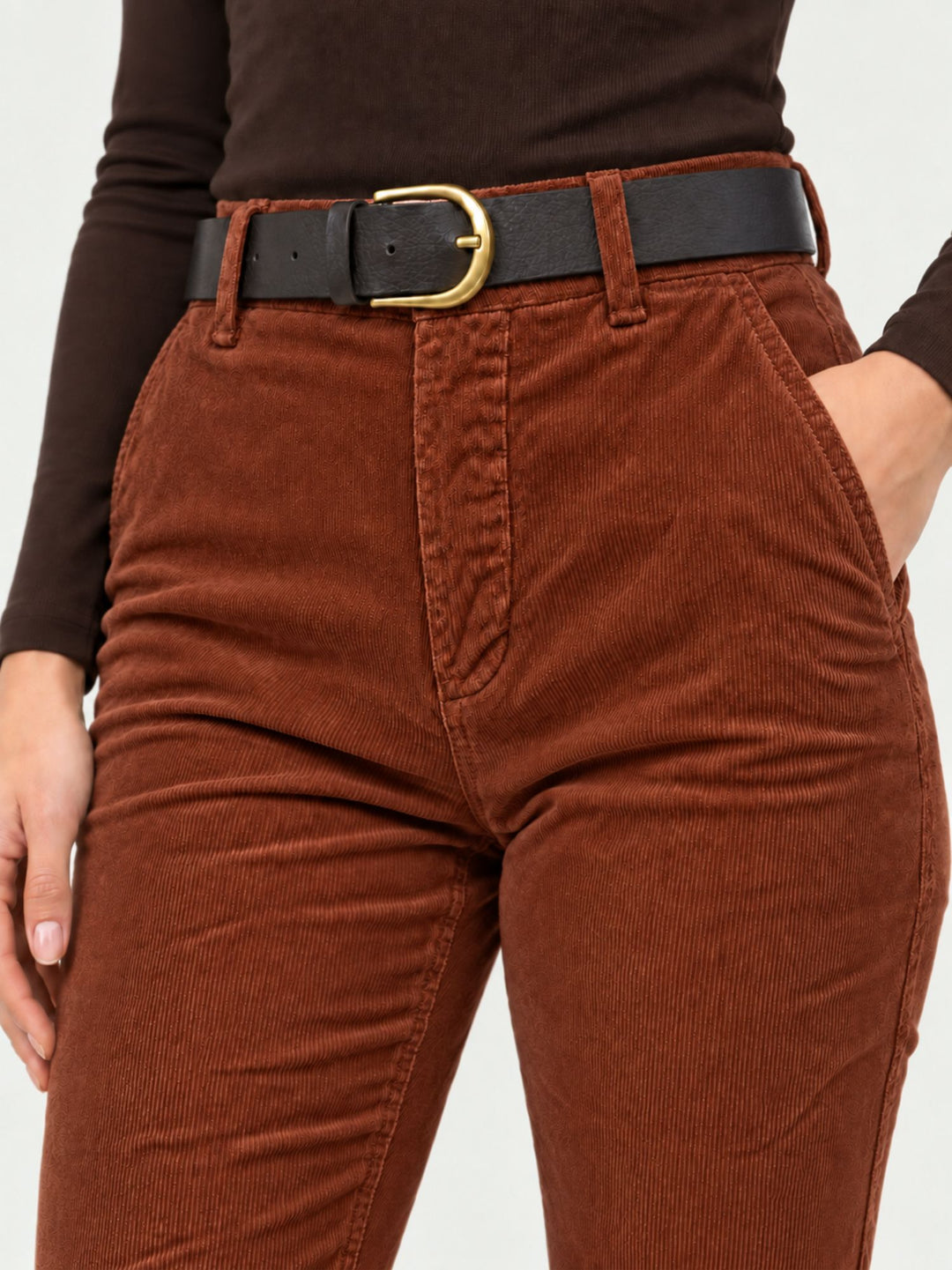 Pantalone a trombetta a coste di velluto ruggine 824W21 9125 ANDREA MORANDO 