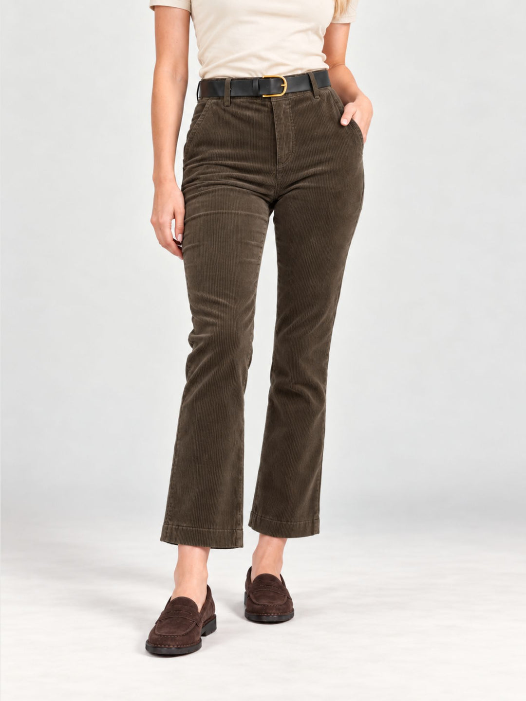 Pantalone a trombetta a coste di velluto testa di moro 824W21 A401 ANDREA MORANDO 