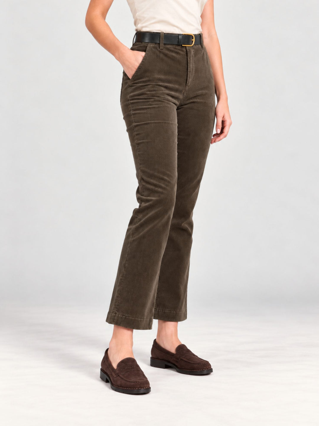 Pantalone a trombetta a coste di velluto testa di moro 824W21 A401 ANDREA MORANDO 