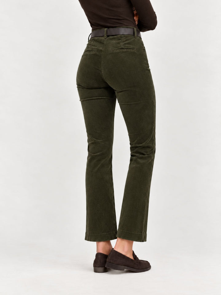 Pantalone a trombetta in velluto a coste verde fango scuro 824W21 A403 ANDREA MORANDO 