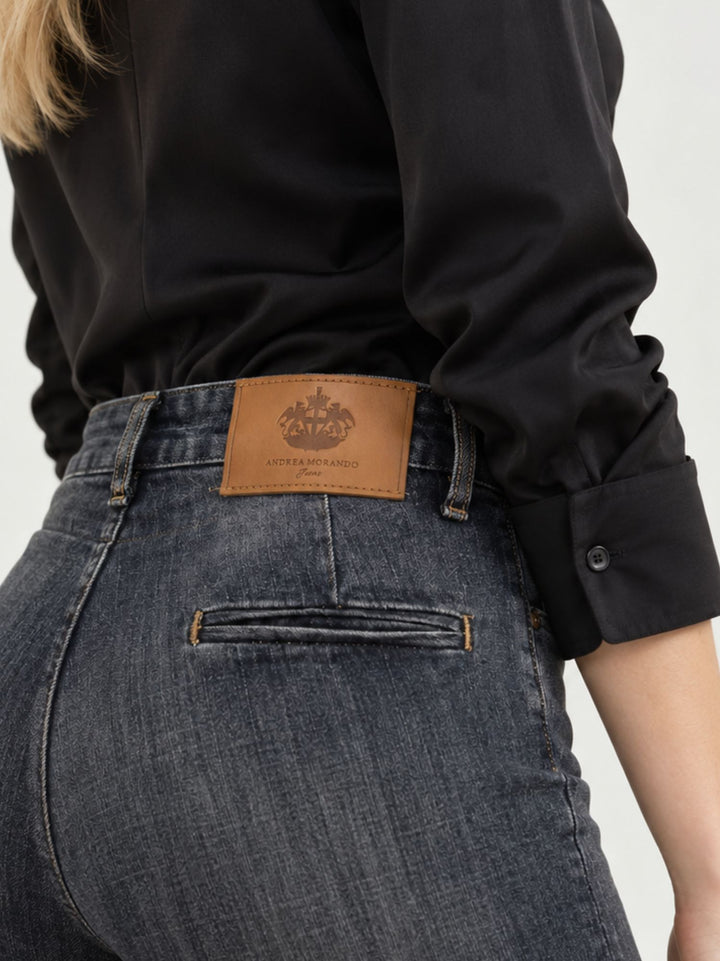 Jeans a zampa grigio antracite 8748-2CAR NERO/GRIGIO ANDREA MORANDO 