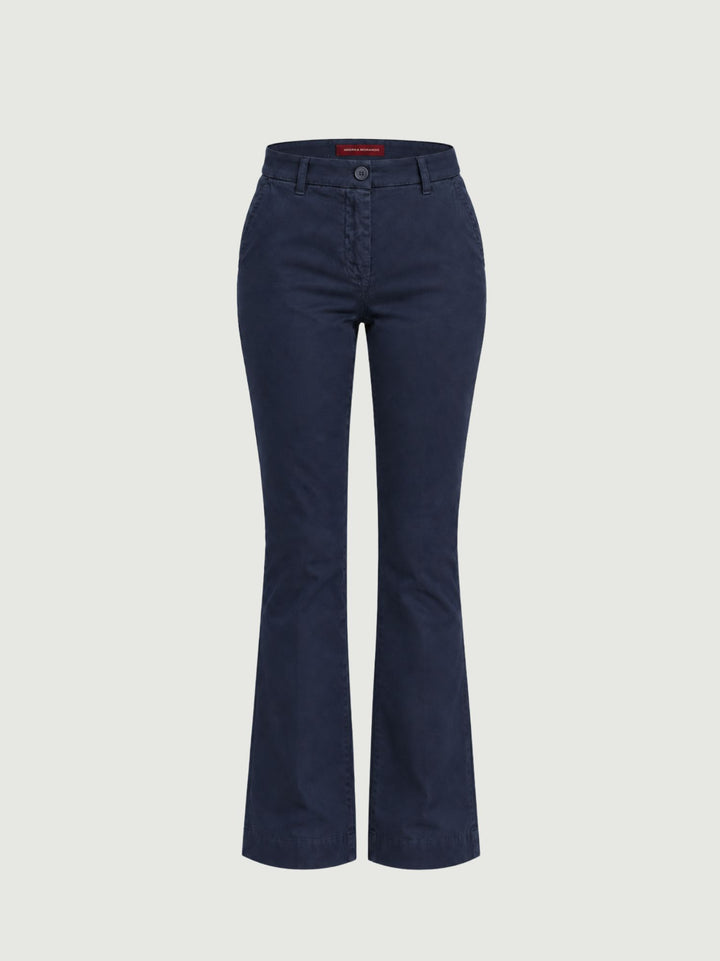 Pantalone a zampa in cotone navy 8748-2JA 111 ANDREA MORANDO 