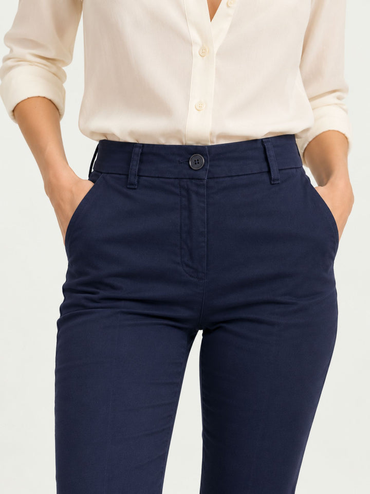 Pantalone a zampa in cotone navy 8748-2JA 111 ANDREA MORANDO 