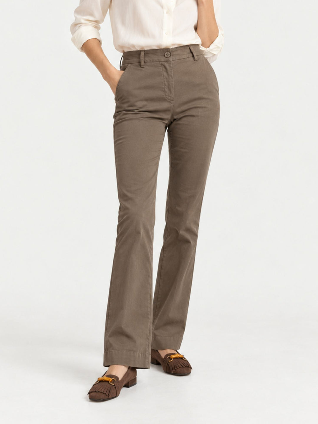 Pantalone a zampa in cotone moro 8748-2JA A401 ANDREA MORANDO 