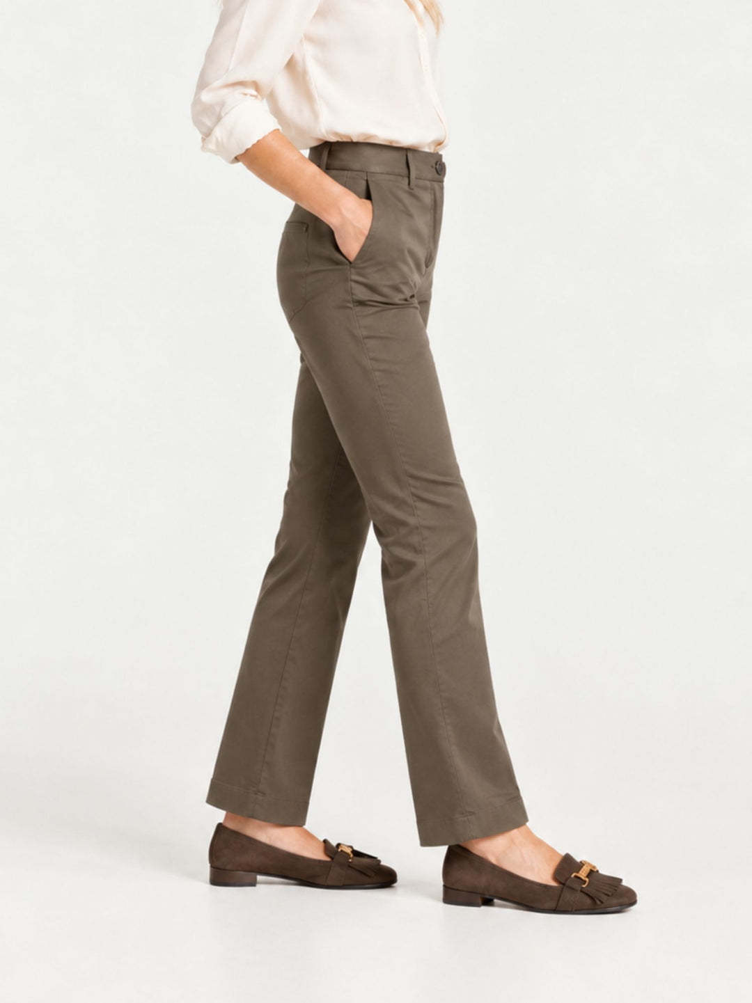 Pantalone a zampa in cotone moro 8748-2JA A401 ANDREA MORANDO 