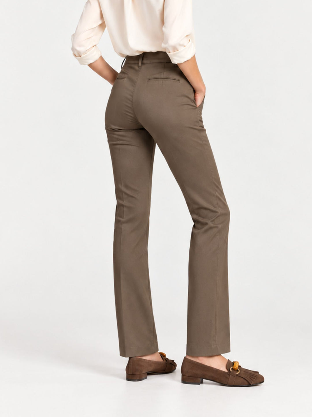 Pantalone a zampa in cotone moro 8748-2JA A401 ANDREA MORANDO 
