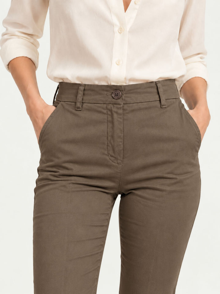 Pantalone a zampa in cotone moro 8748-2JA A401 ANDREA MORANDO 