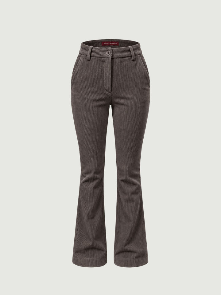 Pantalone a zampa in velluto a coste moro 8748-2VRS 077 ANDREA MORANDO 