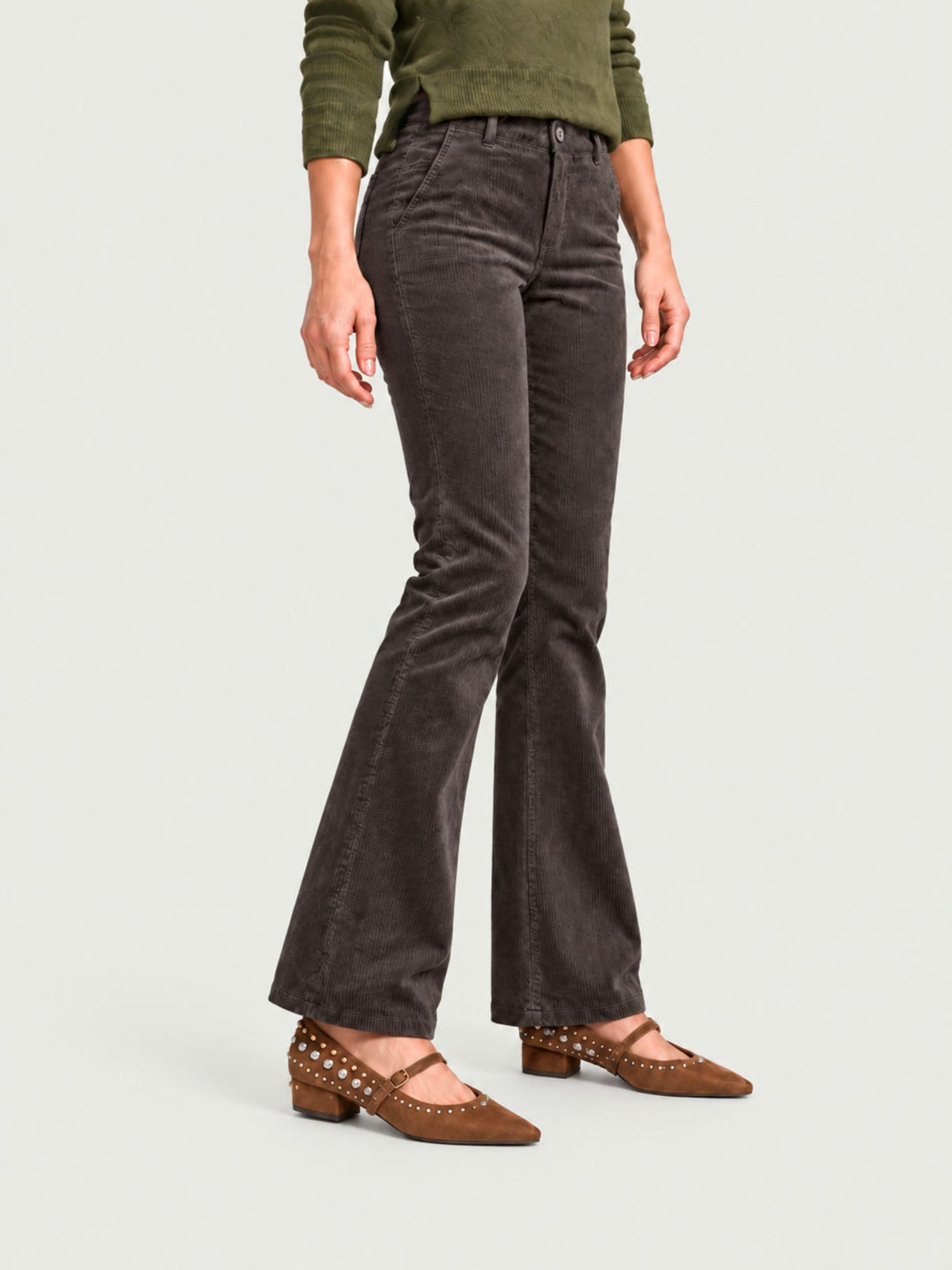 Pantalone a zampa in velluto a coste moro 8748-2VRS 077 ANDREA MORANDO 