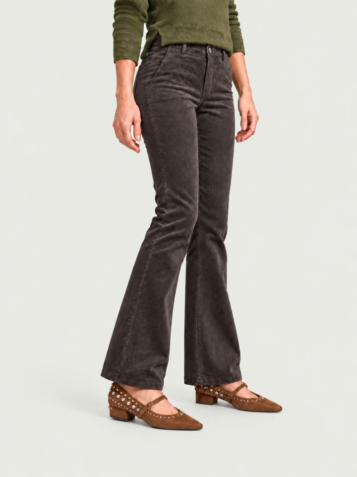 Pantalone a zampa in velluto a coste moro 8748-2VRS 077 ANDREA MORANDO 