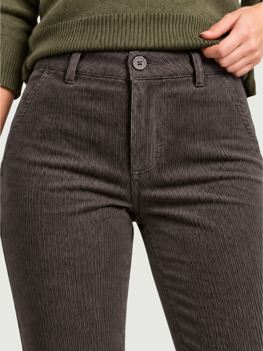 Pantalone a zampa in velluto a coste moro 8748-2VRS 077 ANDREA MORANDO 
