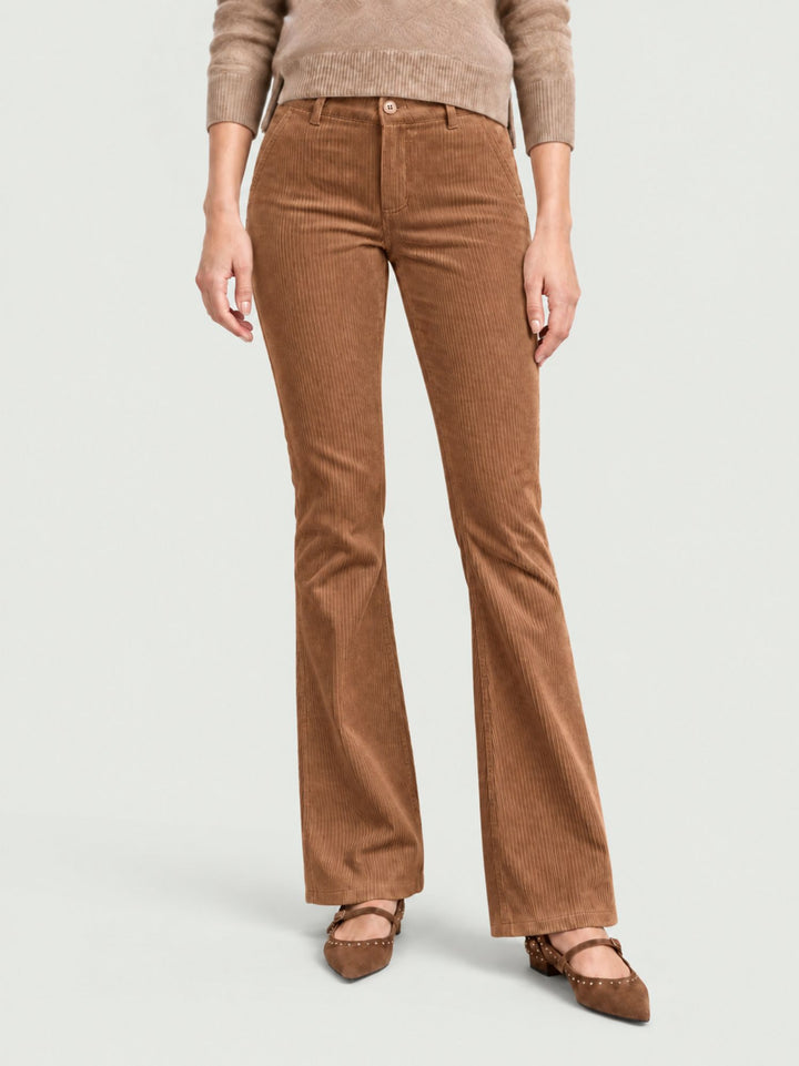 Pantalone a zampa in velluto a coste nocciola 8748-2VRS 6 ANDREA MORANDO 