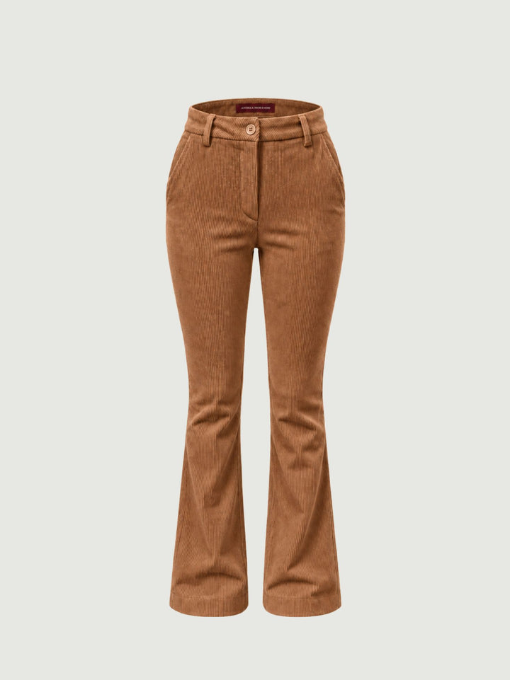 Pantalone a zampa in velluto a coste nocciola 8748-2VRS 6 ANDREA MORANDO 