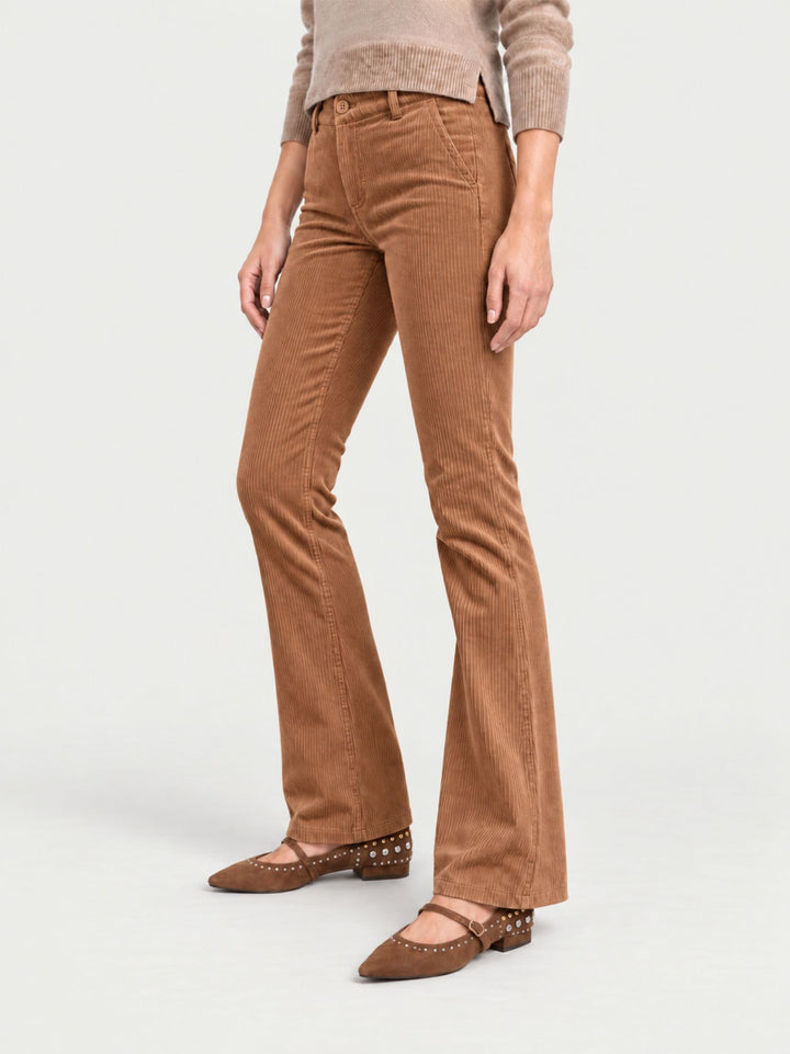 Pantalone a zampa in velluto a coste nocciola 8748-2VRS 6 ANDREA MORANDO 