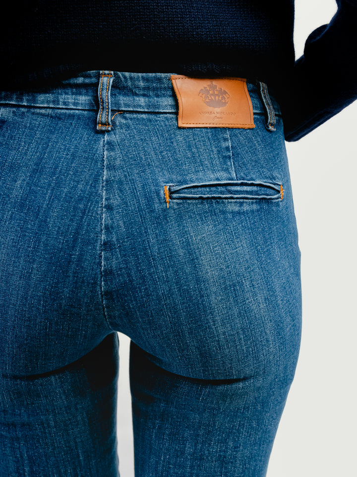 Jeans a zampa lavaggio medio 8748-2CAR CRETA ANDREA MORANDO 