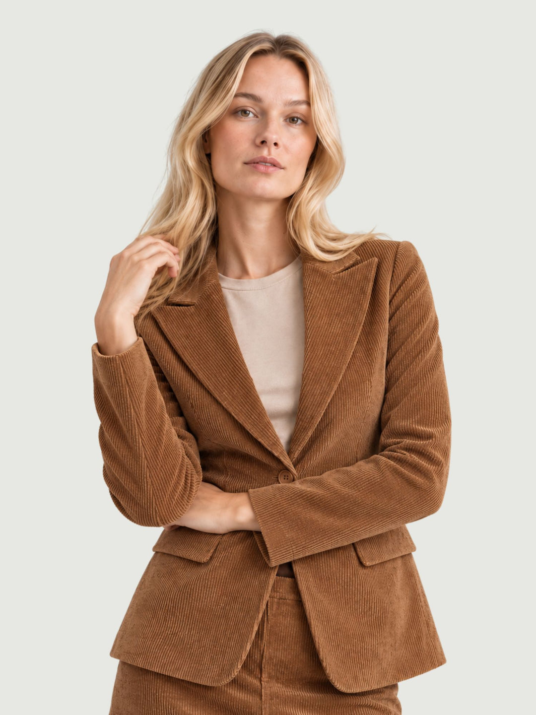 Blazer in velluto a coste nocciola 9335-1VRS 6 ANDREA MORANDO 