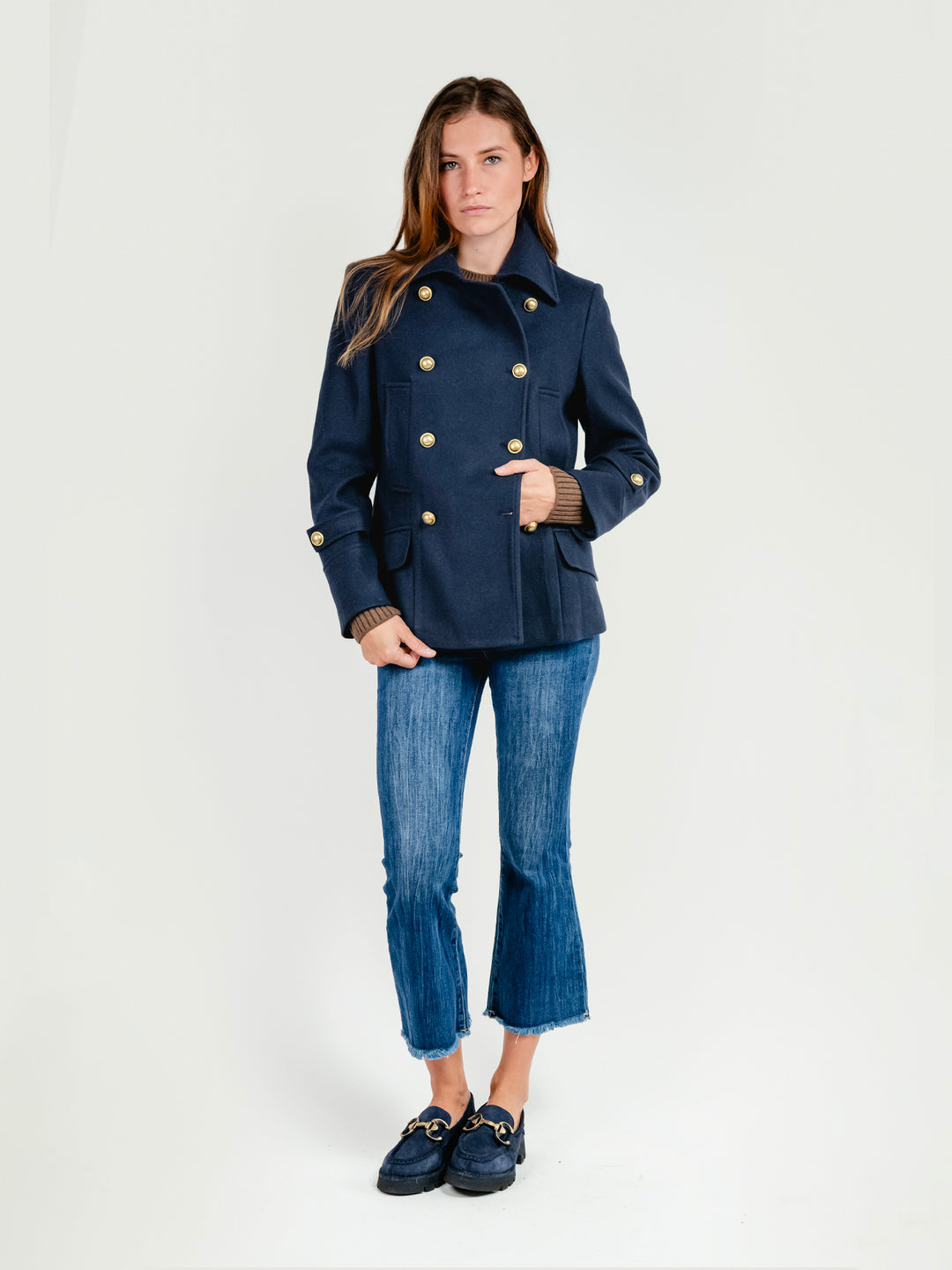 Giacca doppiopetto in panno blu 9859RO 008 ANDREA MORANDO 