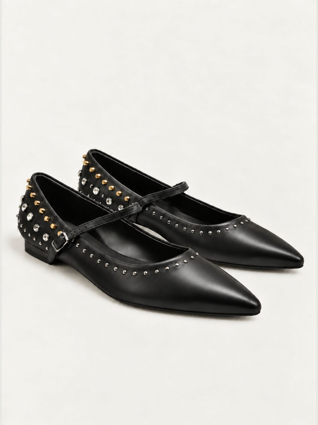 Decolleté mary jane borchiate in pelle nera A-NIZA BLACK LODI 