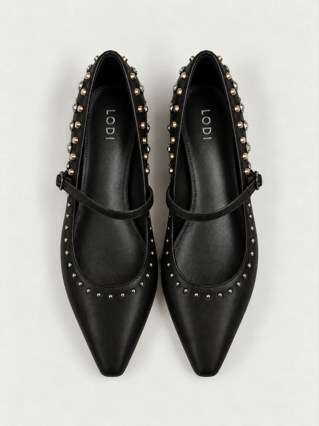 Decolleté mary jane borchiate in pelle nera A-NIZA BLACK LODI 