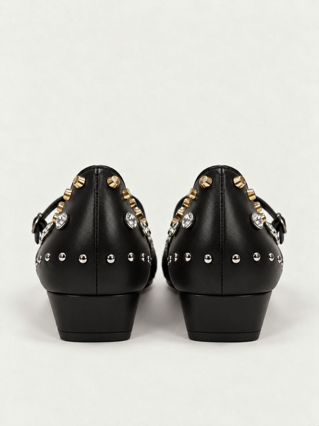 Decolleté mary jane borchiate in pelle nera A-NIZA BLACK LODI 