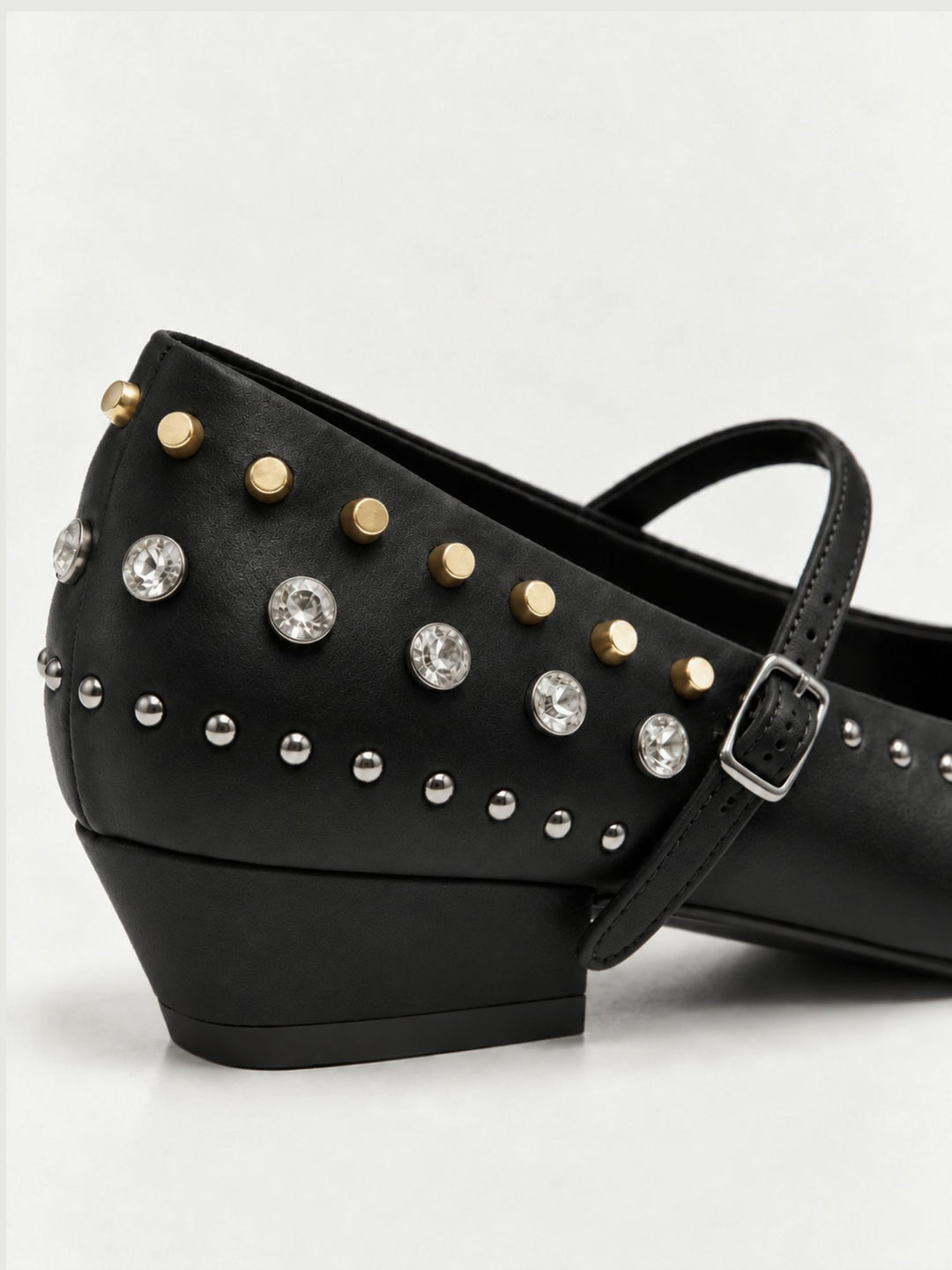 Decolleté mary jane borchiate in pelle nera A-NIZA BLACK LODI 