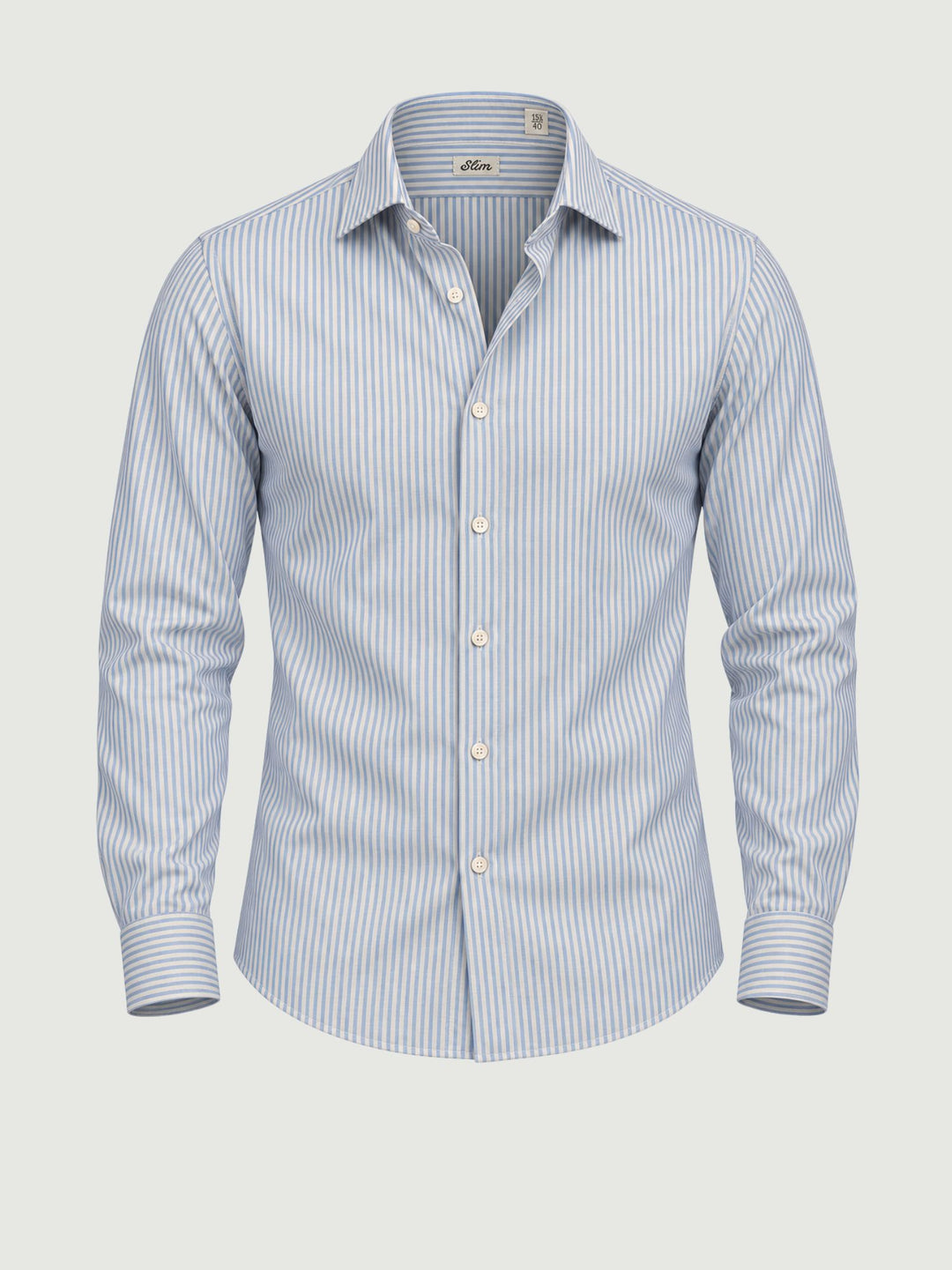 Camicia slim in cotone bianca a righine blu CENTOUNO133 A001 ANDREA MORANDO 