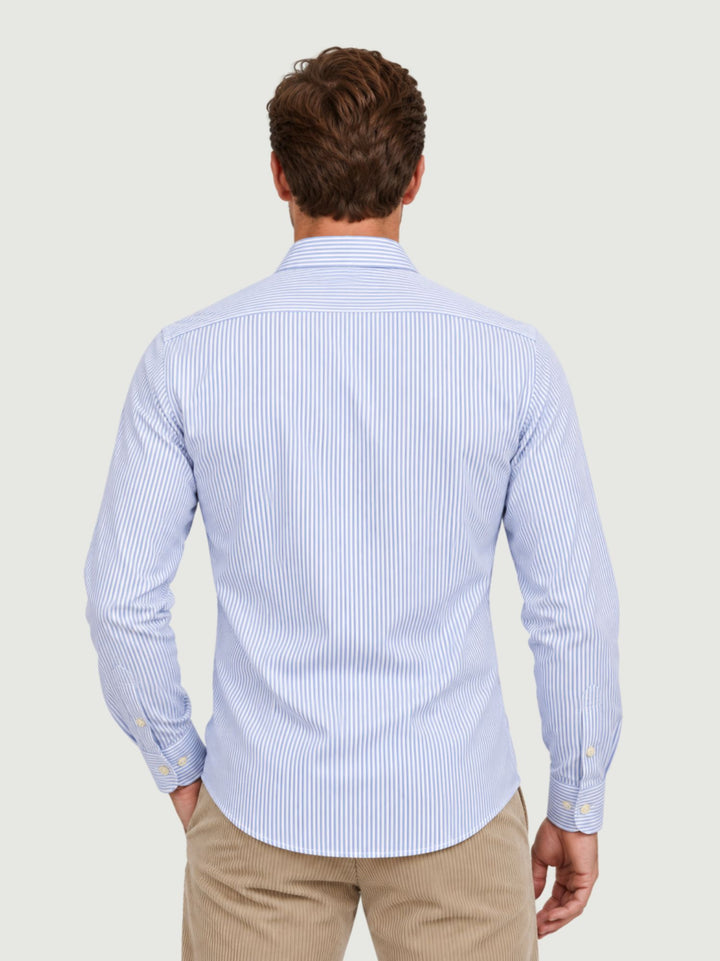 Camicia slim in cotone bianca a righine blu CENTOUNO133 A001 ANDREA MORANDO 