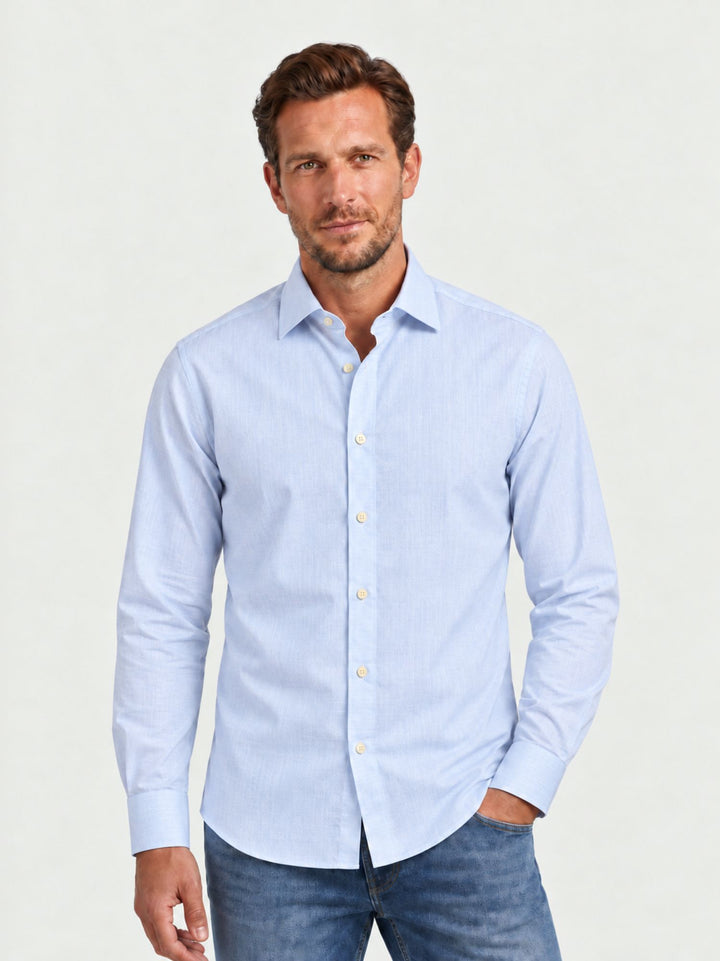 Camicia in cotone azzurra TWILL100/B002 AZZURRO ANDREA MORANDO 