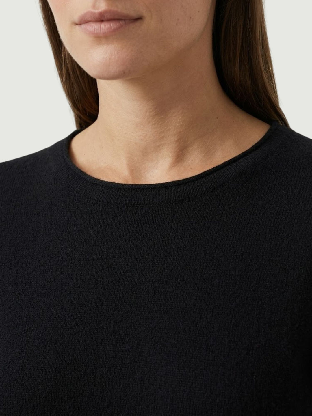 Girocollo Isa con tasche in maglia licorice 022006 0010 BIMOR 