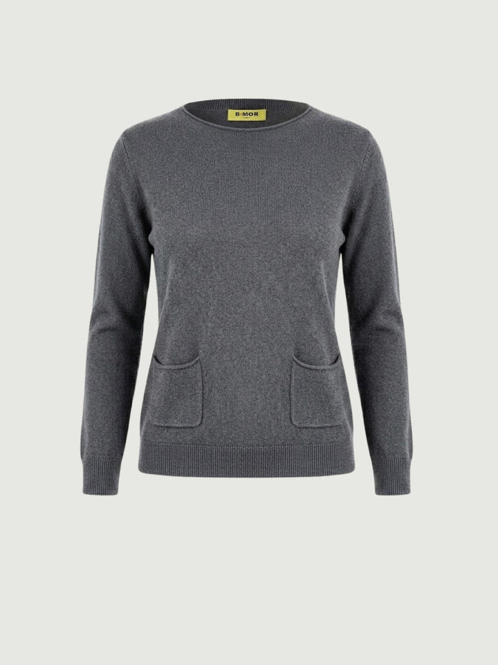 Maglia girocollo con tasche carbone 022006 0022 BIMOR 