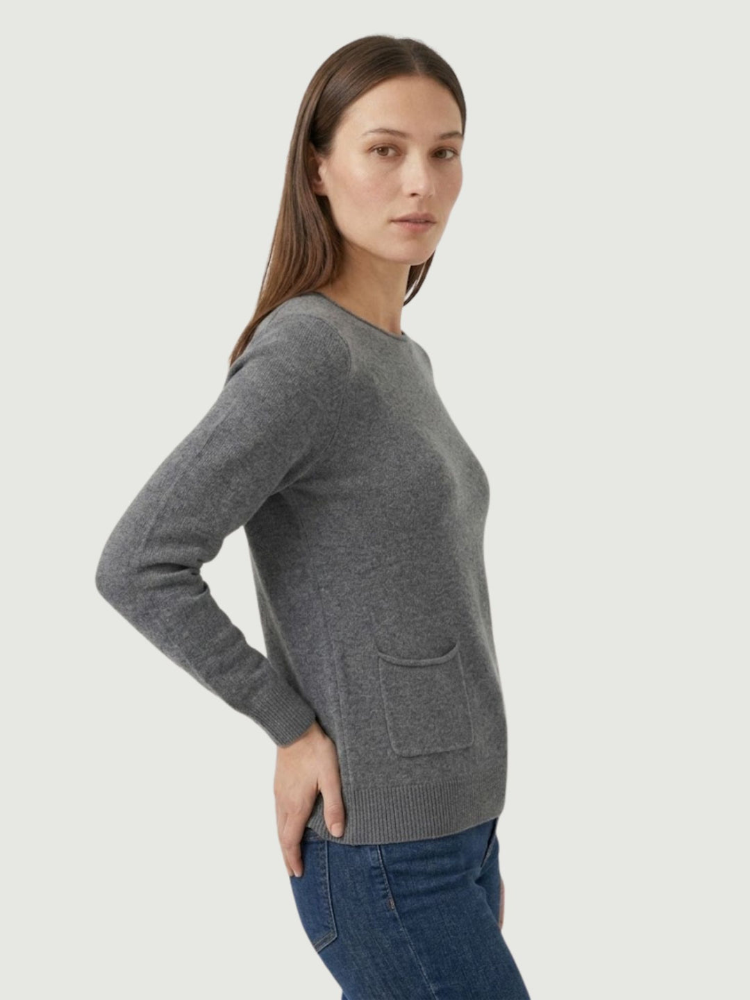 Maglia girocollo con tasche carbone 022006 0022 BIMOR 