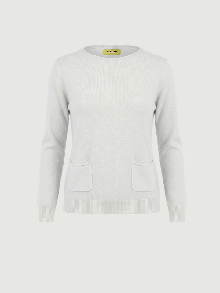 Maglia girocollo con tasche panna 022006 0071 BIMOR 