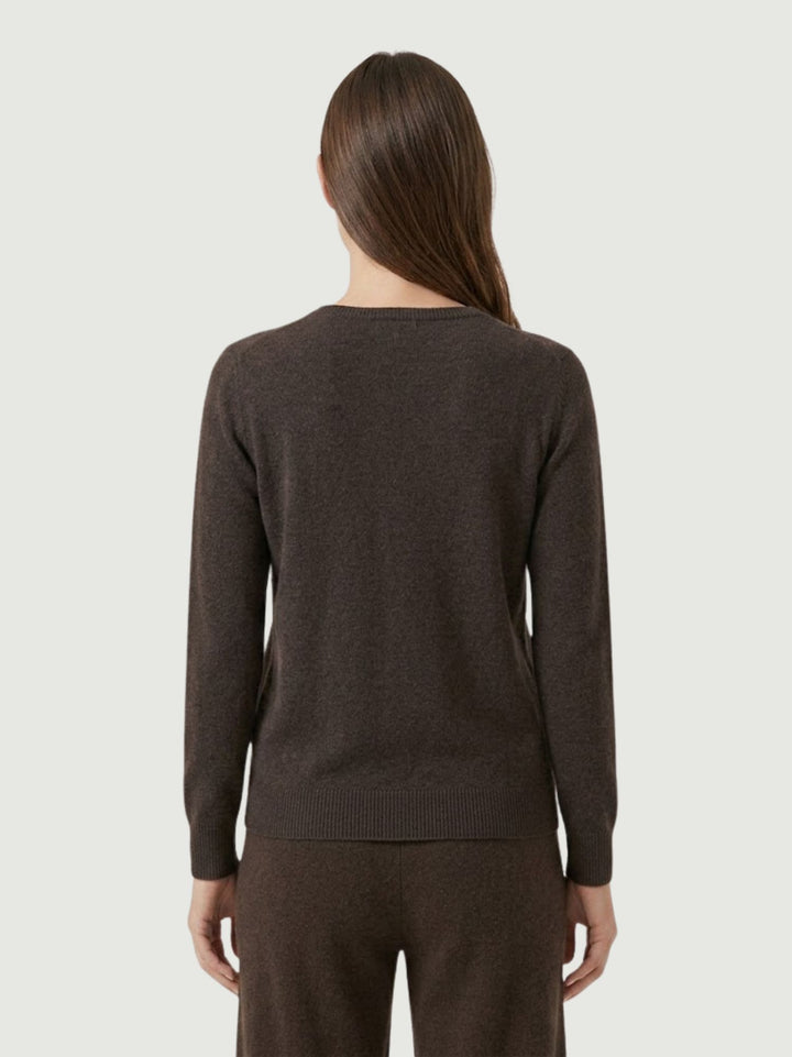 Girocollo Isa con tasche in maglia cioccolato 022006 0196 BIMOR 