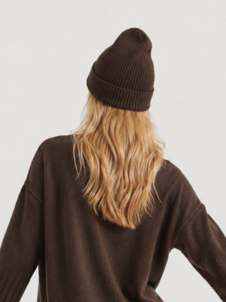 Berretto Chia in maglia a coste cioccolato 031002 0196 BIMOR 