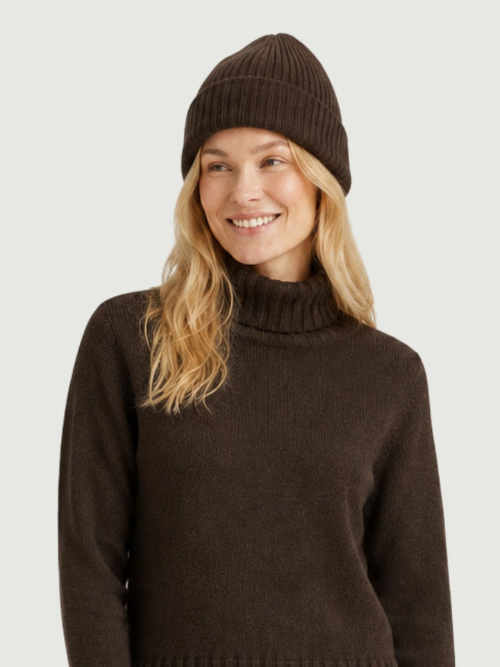 Berretto Chia in maglia a coste cioccolato 031002 0196 BIMOR 