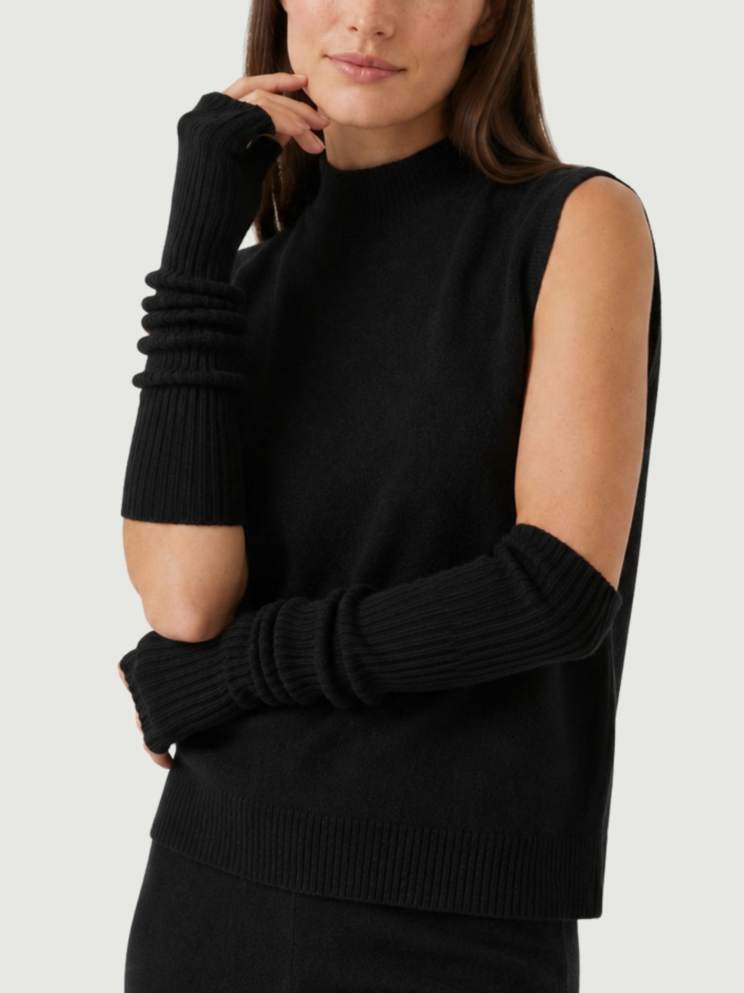 Guanti lunghi BeBi senza dita in maglia licorice 031008 0010 BIMOR 