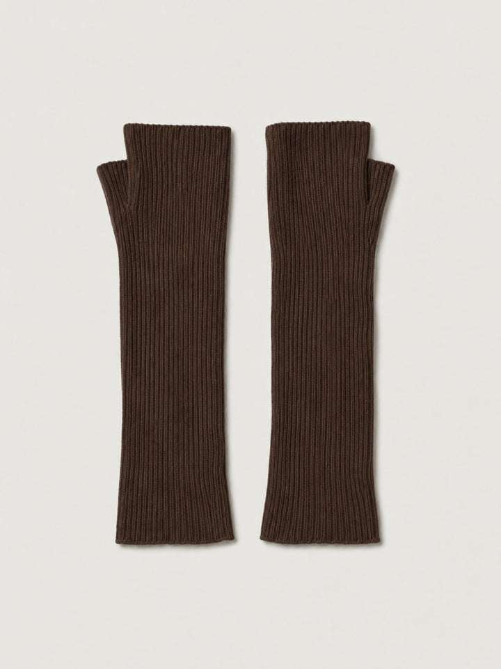 Guanti lunghi senza dita in maglia cioccolato 031008 0196 BIMOR 