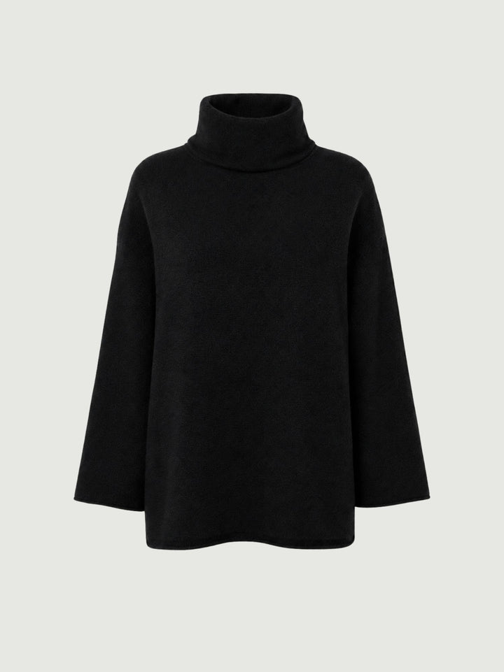 Maglione Kari over a collo alto in maglia licorice 0370174 0010 BIMOR 