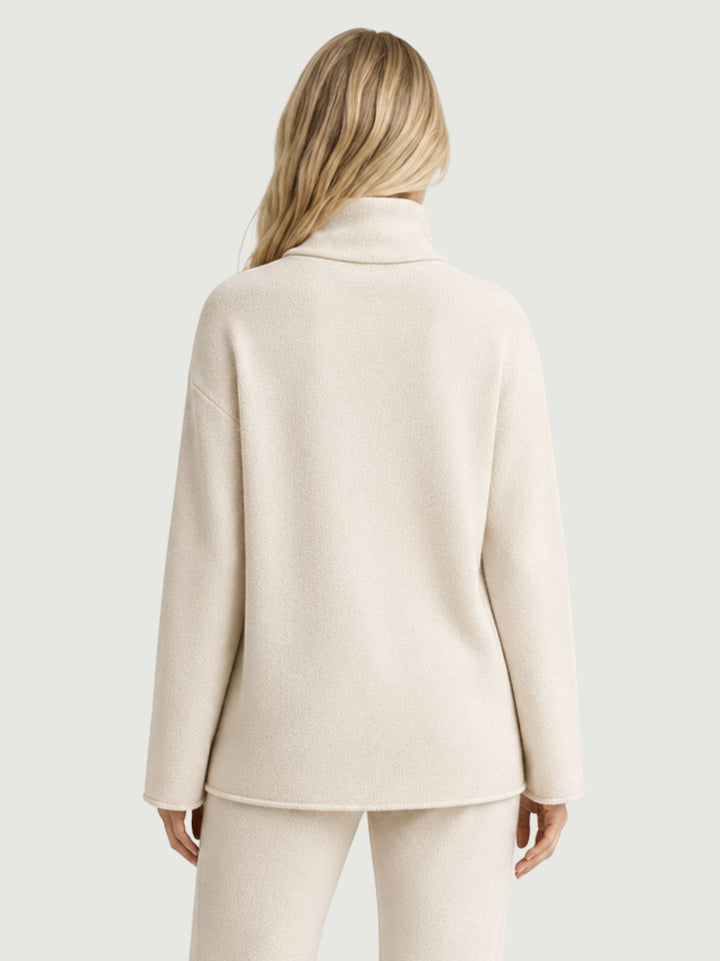 Maglione over a collo alto panna 0370174 0071 BIMOR 