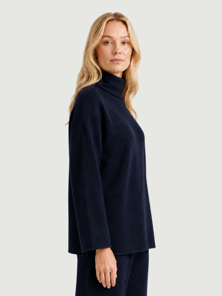 Maglione Kari over a collo alto in maglia mirtillo 0370174 0115 BIMOR 